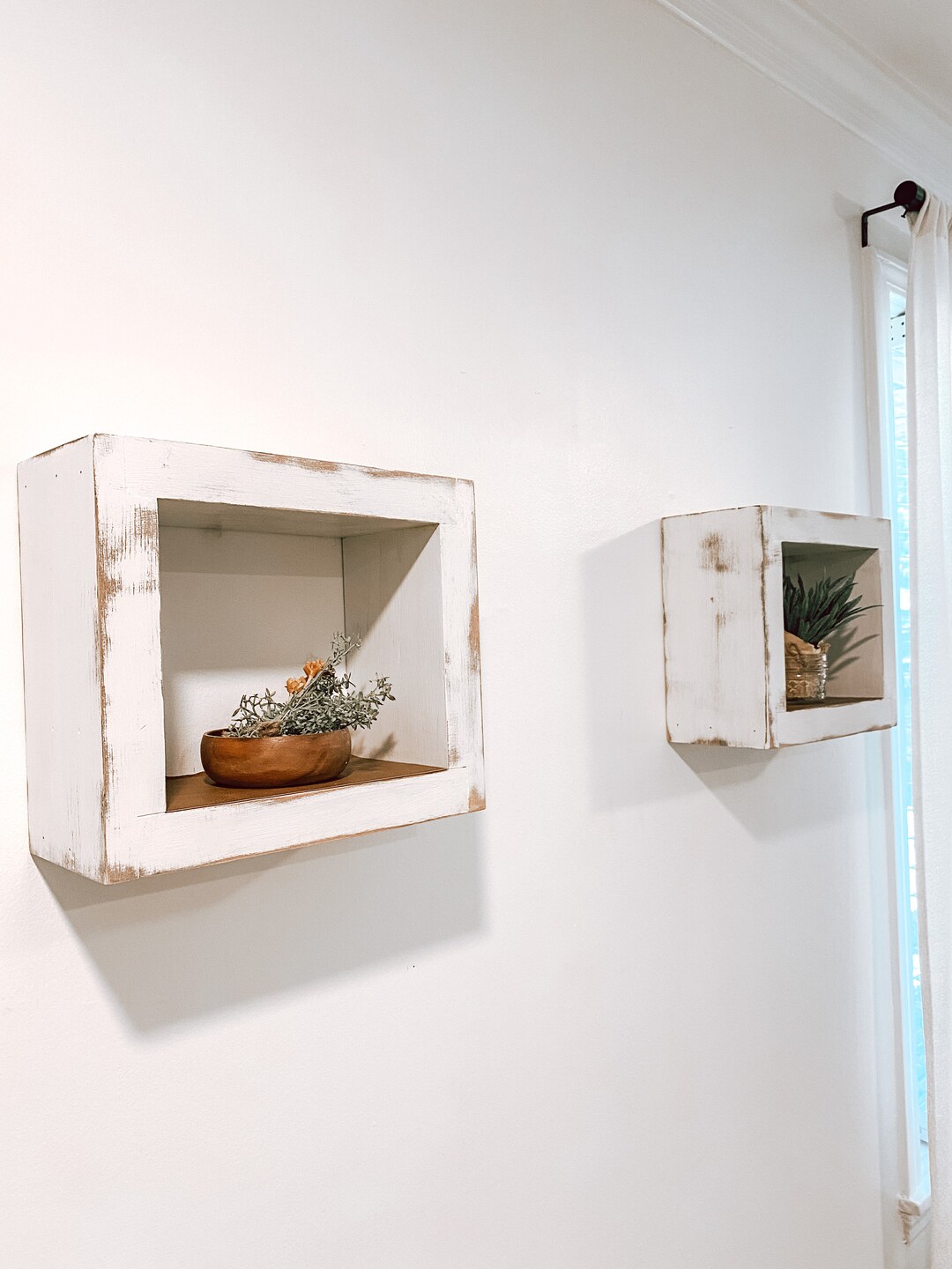 Solid Wood Cube Floating Shelf Set Etsy