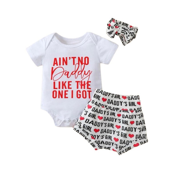 CLEAR OUT SALE! | Baby Girl 3 Piece Set | Daddy’s Girl Outfit | Baby Valentines Day Set