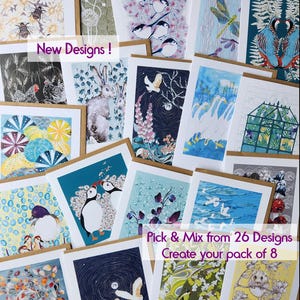 Wildlife Artist Greetings Cards: Mix & Match Pack of 8. FCS card, recycled envelopes.