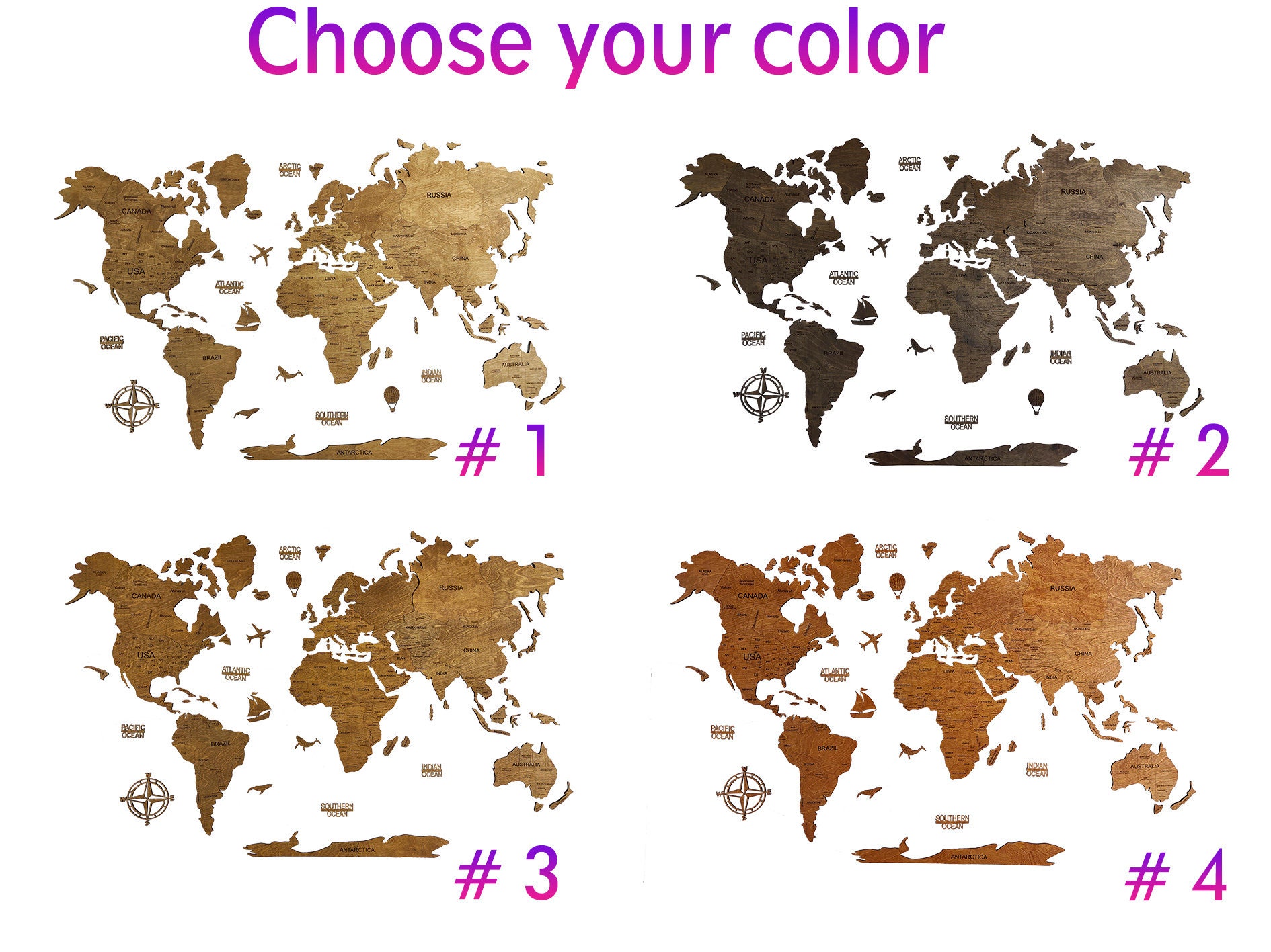 World Map Wall Art Wood Wall Art Rustic Wall Map Wood Map Push Etsy UK