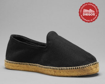 Black espadrilles for men Hand-stitched in Rioja Spain Authentic Spanish espardenya, summer shoe DIEGOS