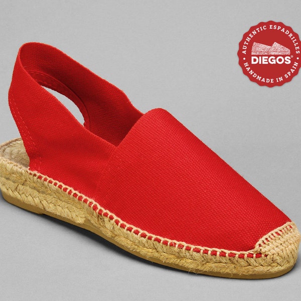 Red Catalina espadrille and low heel - Espadrille for women - Hand-stitched in Rioja, Spain - DIEGOS Collection®