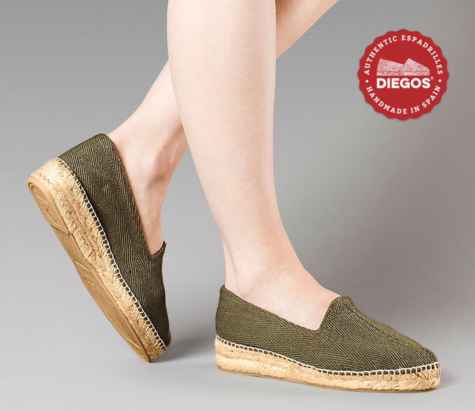 Green espadrille olive spike and with low heel for women Etsy