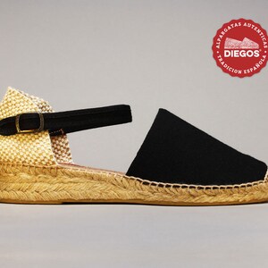 Espadrilles Carmen black with bows and low heel for women, traditional espadrilles and hand-sewn in Rioja, Spain DIEGOS® image 4