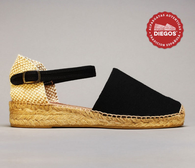 Espadrilles Carmen black with bows and low heel for women, traditional espadrilles and hand-sewn in Rioja, Spain DIEGOS® image 4