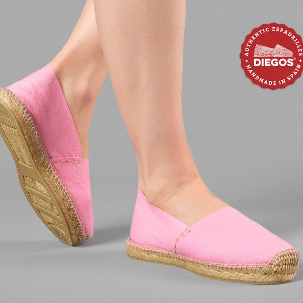 Hand-stitched pink flat espadrilles in Rioja, Spain Espadrille for women. DIEGOS collection®, fresh and light summer footwear