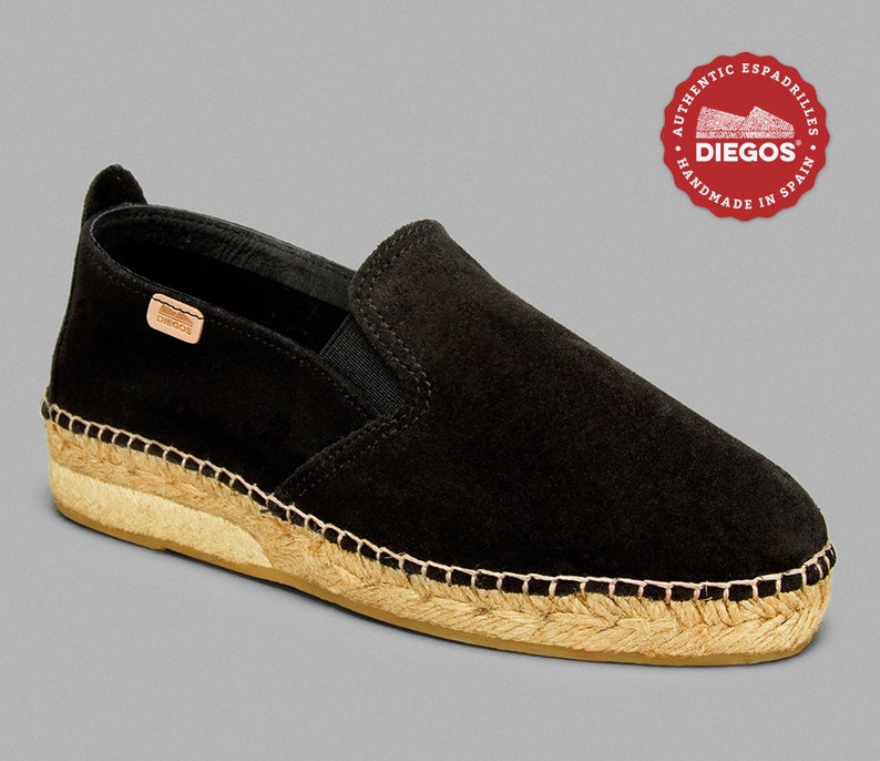 Classic black suede espadrilles with low sole hand-sewn in Rioja, Spain, Alpargata for women. DIEGOS collection®, espardenya image 3