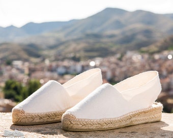 Raw white Catalina espadrille and low heel - Women's espadrille - Hand-stitched in Rioja, Spain - DIEGOS Collection®