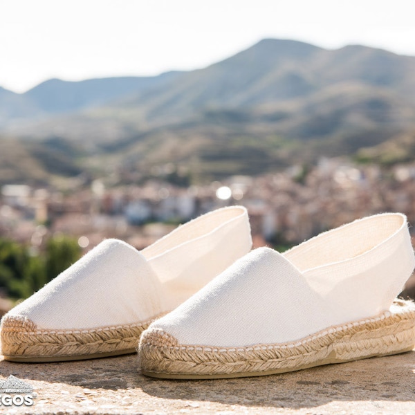 Raw white Catalina espadrille and low heel - Women's espadrille - Hand-stitched in Rioja, Spain - DIEGOS Collection®