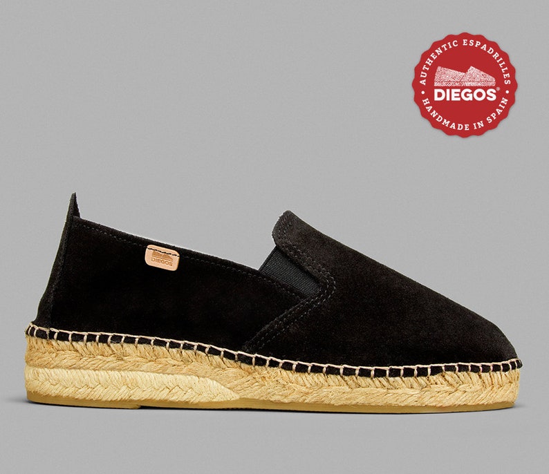 Classic black suede espadrilles with low sole hand-sewn in Rioja, Spain, Alpargata for women. DIEGOS collection®, espardenya image 4