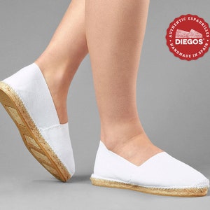 White flat espadrilles ideal for weddings and gifts Espadrille for women. DIEGOS collection®, fresh and light summer footwear image 1