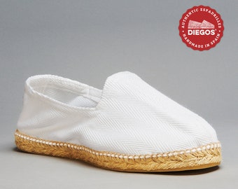 White spike espadrilles for men Hand-stitched in Rioja Spain Authentic Spanish espardenya, summer shoe DIEGOS