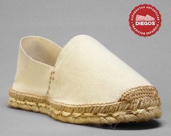 Espadrilles without rubber - for men | sewn by hand in La Rioja, Spain | Authentic ivory white espardenya | Old | DIEGOS