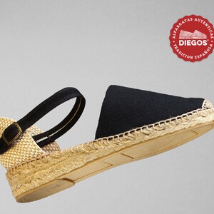 Espadrilles Carmen black with bows and low heel for women, traditional espadrilles and hand-sewn in Rioja, Spain DIEGOS® image 3