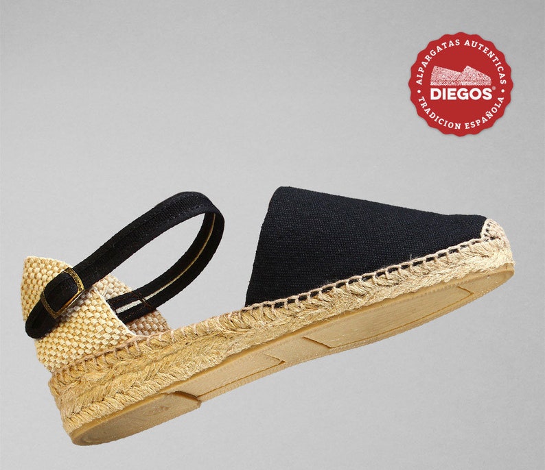 Espadrilles Carmen black with bows and low heel for women, traditional espadrilles and hand-sewn in Rioja, Spain DIEGOS® image 3