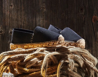 Espadrilles without rubber - for men | sewn by hand in La Rioja, Spain | Authentic black espardenya | Old | DIEGOS