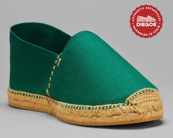 Green espadrilles for men hand-stitched in Rioja, Spain Authentic Spanish espardenya ? Summer shoe ? Alpargatero