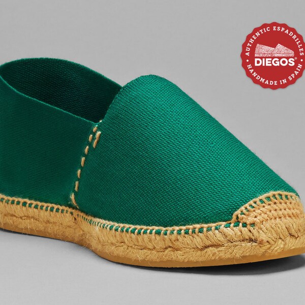 Green espadrilles for men hand-stitched in Rioja, Spain Authentic Spanish espardenya ? Summer shoe ? Alpargatero