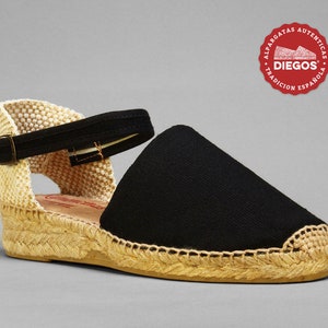 Espadrilles Carmen black with bows and low heel for women, traditional espadrilles and hand-sewn in Rioja, Spain DIEGOS® image 5