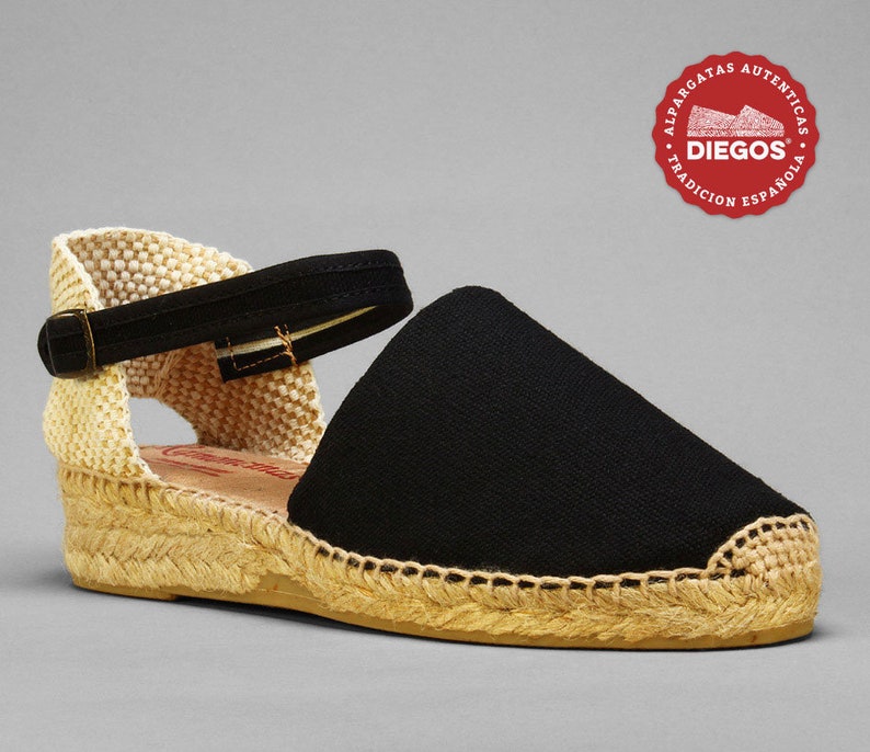 Espadrilles Carmen black with bows and low heel for women, traditional espadrilles and hand-sewn in Rioja, Spain DIEGOS® image 5