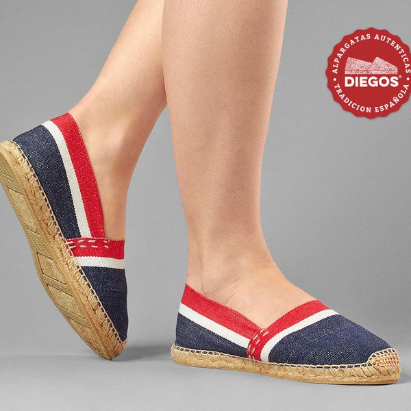 American Striped Espadrilles for Women Hand-stitched flat espardenya classic in Rioja, Spain DIEGOS Summer Collection®