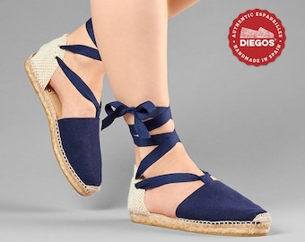 Sea blue lola espadrille hand-sewn in Rioja, Spain | Espadrille for women. DIEGOS ®, light summer footwear