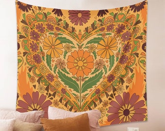 KESS InHouse Original Peacock Vintage Orange Yellow Wall Tapestry 68 x 80 KESS InHouse Original Peacock Vintage Orange Yellow Wall Tapestry 68 x 80