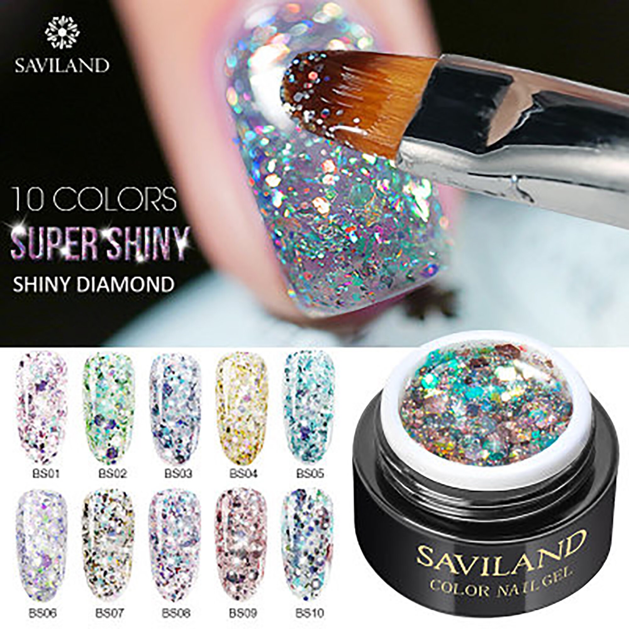 10 Colors Super Shiny Diamond Nail Gel Beautiful Sparkle Etsy