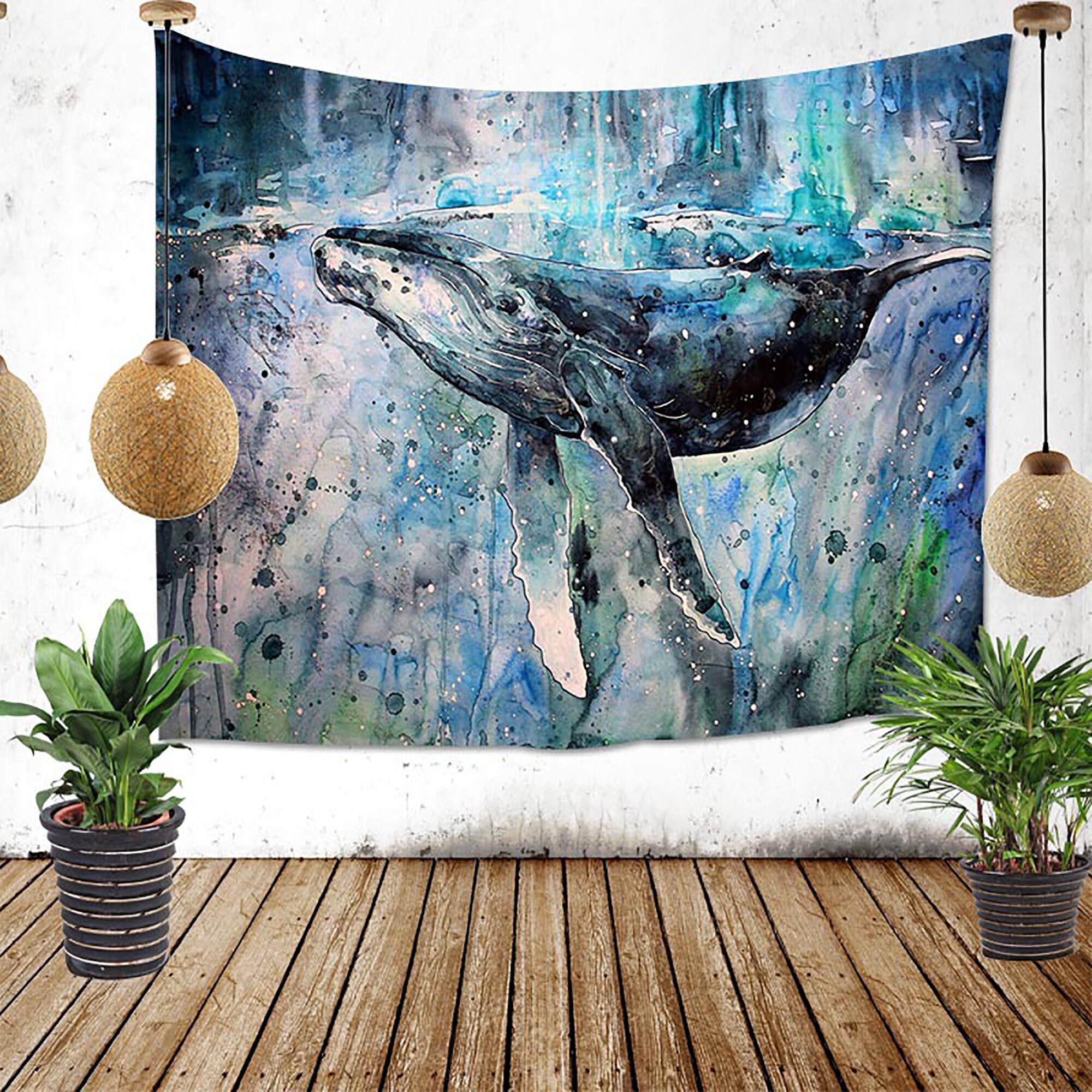 Whale Tapestry Animal Tapestry Sea Tapestry Watercolor Etsy