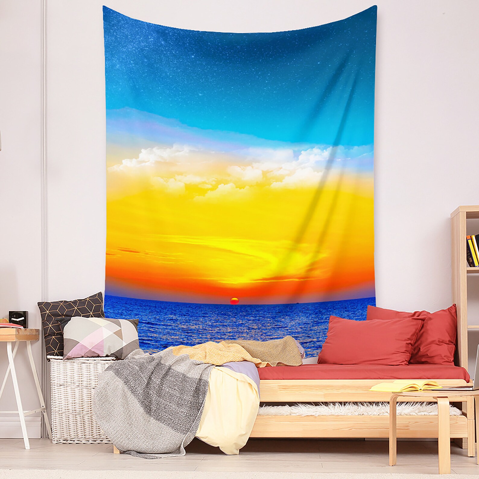 Seaside Sunset Starry Sky Tapestry Landscape Tapestry Wall Etsy