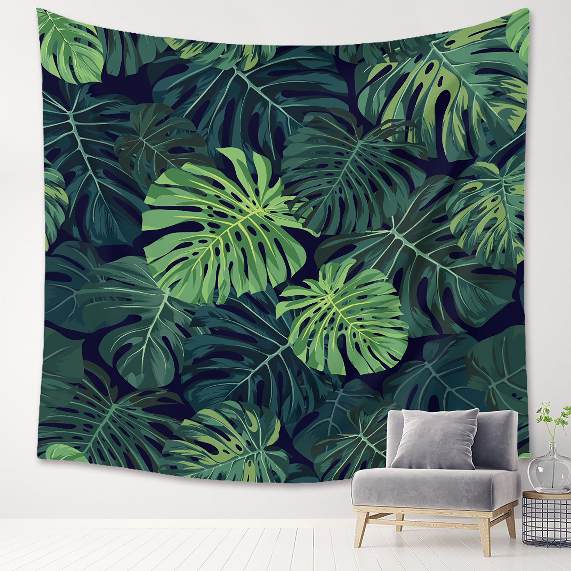 Dark Green Plant Wall Tapestry Leaves Tapestry Plant | Etsy