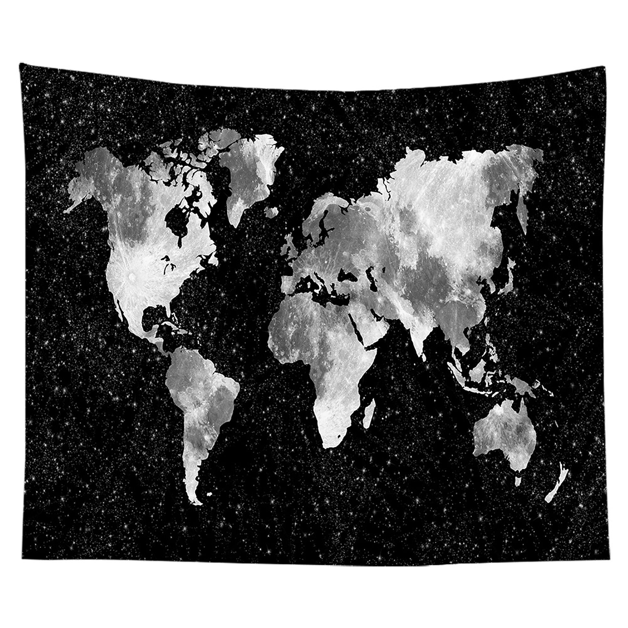 Starry World Map Tapestry Black and White World Map Tapestry Etsy
