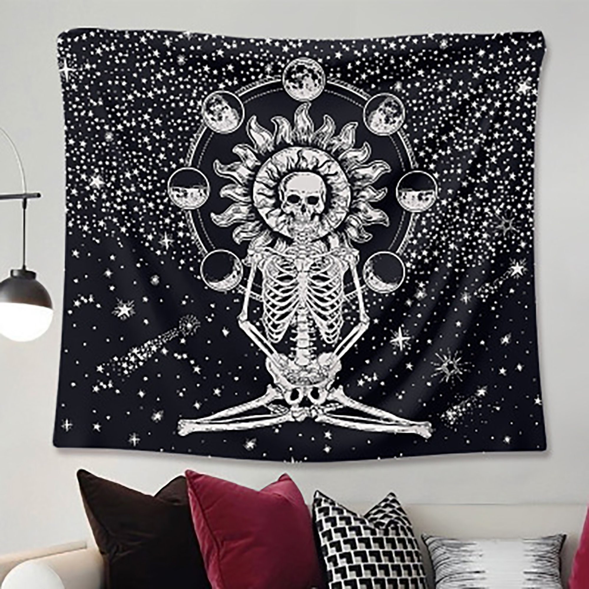 Skull Moon Phase Tapestry Star Tapestry Living Room/Bedroom Etsy