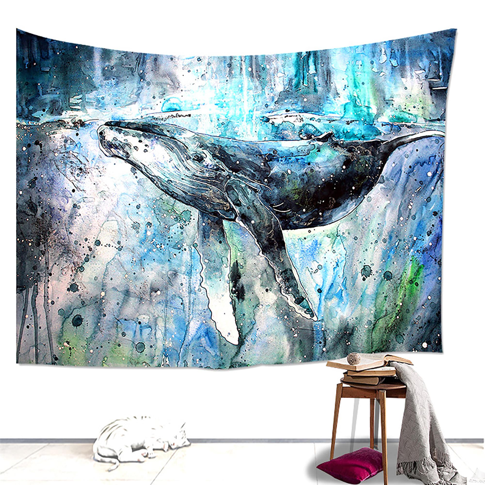 Whale Tapestry Animal Tapestry Sea Tapestry Watercolor Etsy