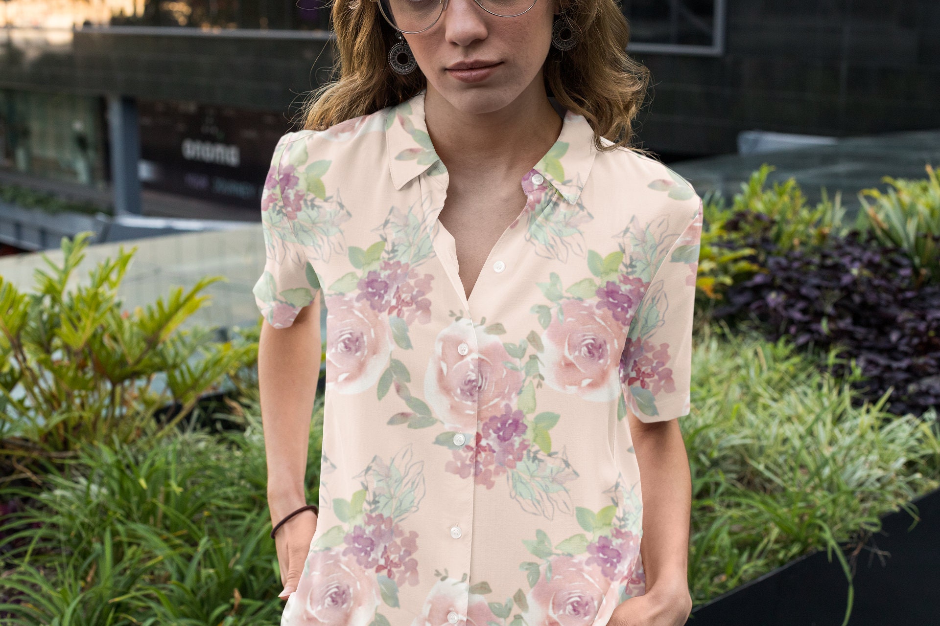 Pink Pastel Watercolor Roses Button Up Shirt sold by Gabriela Leite ...