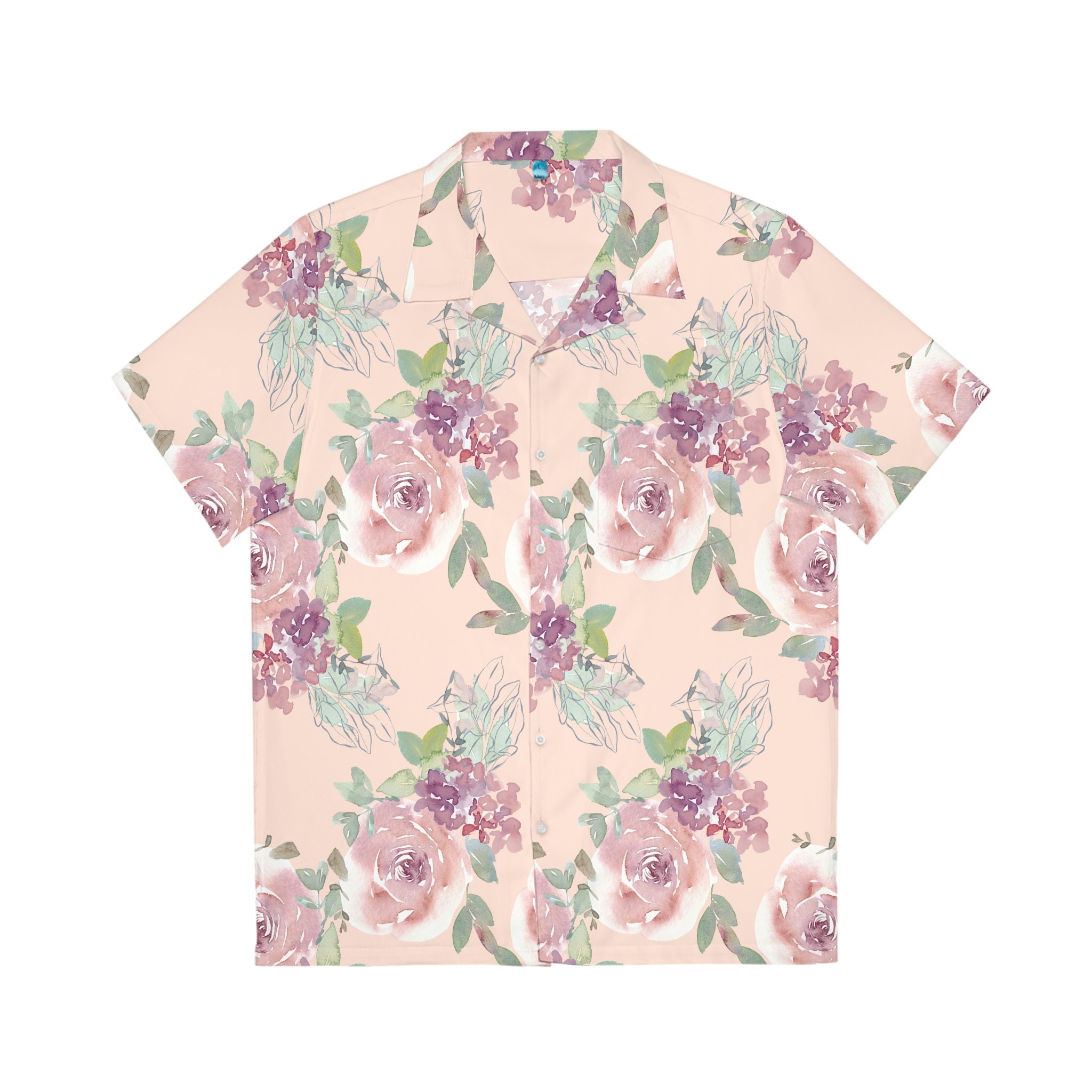 Pink Pastel Watercolor Roses Button Up Shirt sold by Gabriela Leite ...