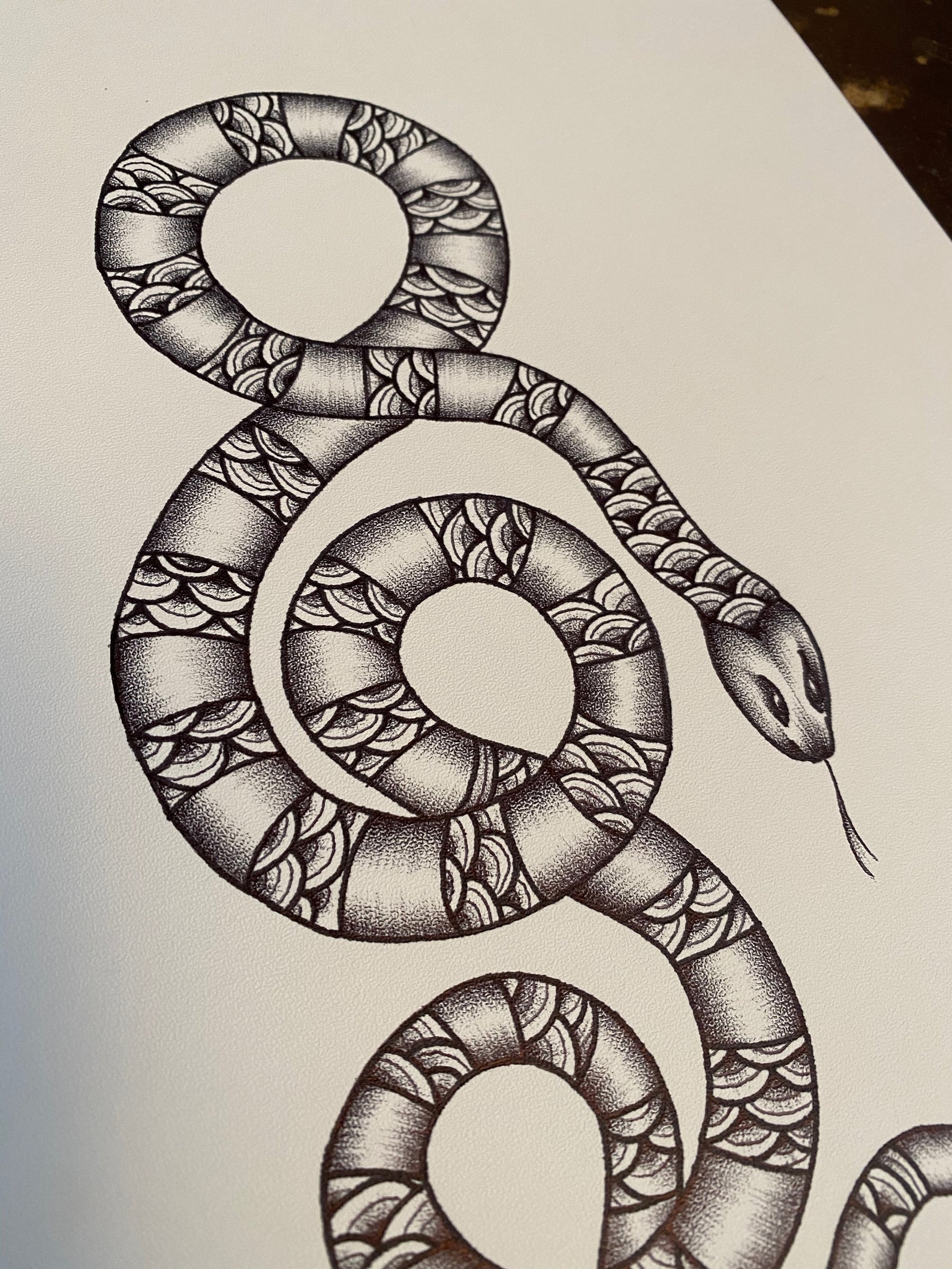 Original Geometric Snake Ballpoint Drawing 8.5 x 11.5 | Etsy
