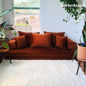 VELVET Amber Floor seating sofa, Turkish Arabic living room, Oriental Moroccan Home Decor, Cushions pillows, Yoga meditation floor couch bed zdjęcie 1