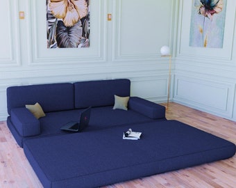 Linen Floor Sofa: Moroccan Style Sectional Couch, Meditation Pillow