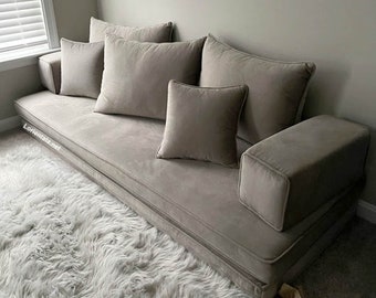 Samtboden Sofa,marokkanische Bodencouch,Benutzerdefinierte Bodenkissen,Arabisch Sofa,Schlafsofa,Yoga-Meditationskissen,Schnittlesesofa,Palettencouch