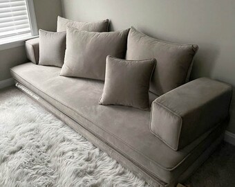 VELVET Gray floor seating Sofa Living Room Turkish decor Oriental Floor Set Cushions Japanese Seat bohemian furniture Couch Fabric Indoor