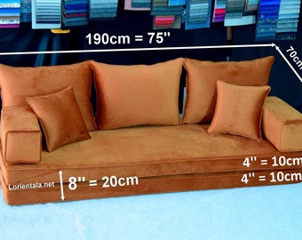 Samtboden Couch, Erschwingliche Couch, 2-Sitzer Couch, Arabisch Bodensofa, Verstellbare Couch, Arabische Bodenbestuhlung, Boden Couch Bett, Boden Sofa