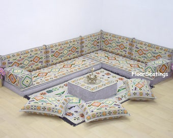 L Shape Arabic Sofa Set, Terrace Pallet Sofa, Gray White Orange Sectional Sofas, Floor Cushions, Arabic Majlis Seat, Turkish Floor Seating