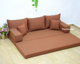 LEINEN Bodensofa,Marokkanische Bodencouch,Benutzerdefinierte Bodenkissen, Arabisches Sofa,Schlafsofa,Yoga-Meditationskissen,Schnittlesesofa,Palettencouch