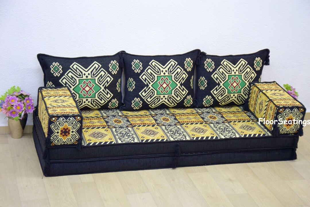 8'' Thick Black Floor Cushion Couch Cushion Couch Etsy