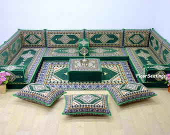 U shaped couch Custom size, Velvet Green U shape cushion, U shaped sectional, U shape sofa, Sofa cushion covers,living room sofa seating set