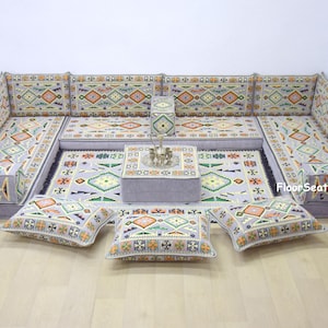 U Shaped Arabic Sofa Set, Terrace Pallet Sofa, Gray Sectional Sofas, Floor Cushions, Arabic Majlis, Turkish Floor Seating Set, Floor Couch