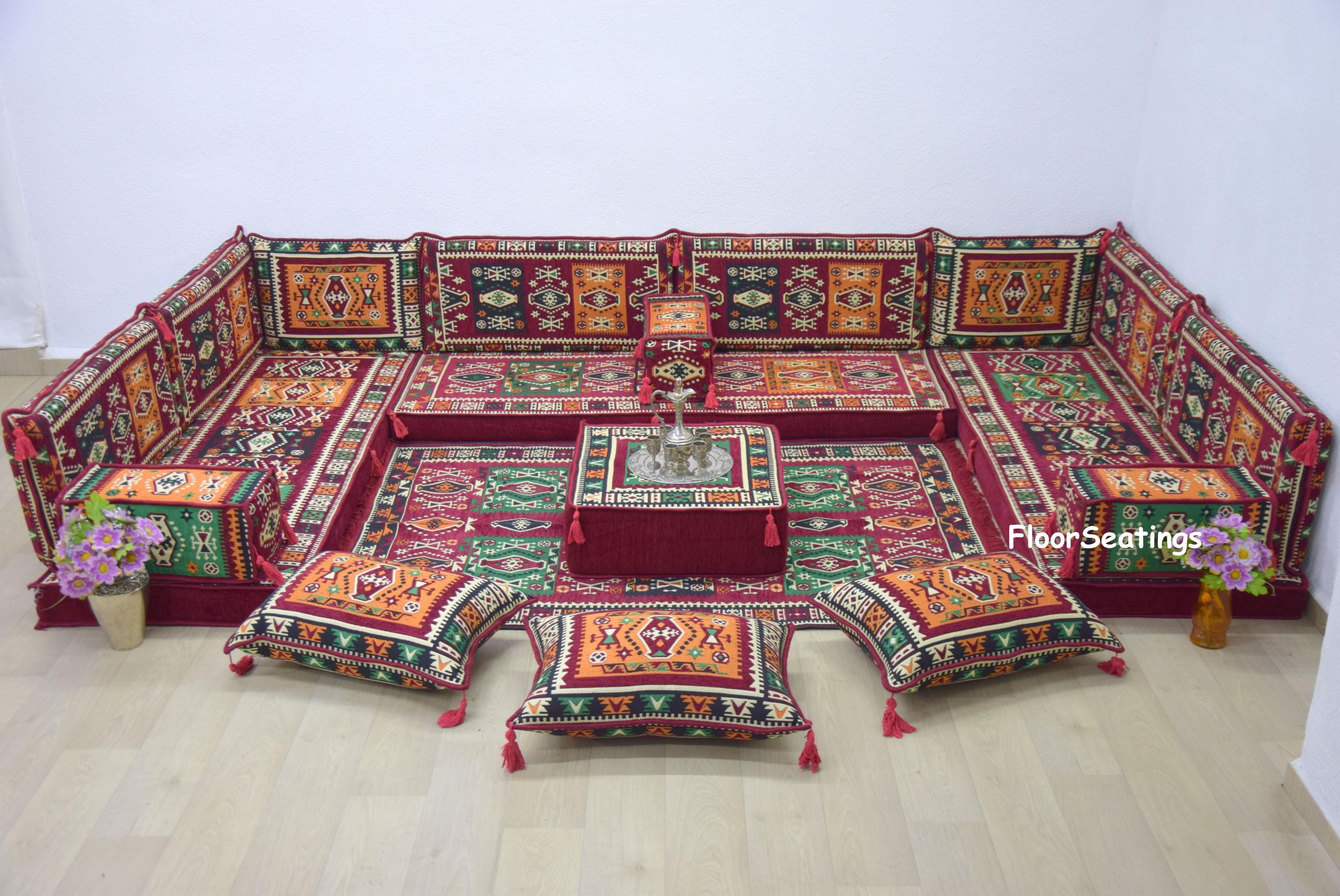 U Shaped Arabic Sofa Set, Terrace Pallet Sofa, Gray Sectional Sofas, Floor Cushions, Arabic Majlis, Turkish Floor Seating Set, Floor Couch