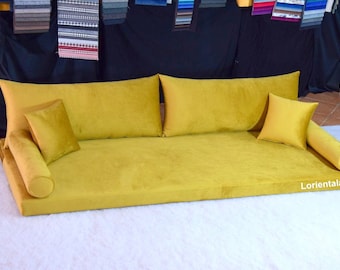 Samt-Bodensofa, marokkanisches Bodensofa, individuelles Bodenkissen, arabisches Sofa, Schlafsofa, Yoga-Meditationskissen, Lesesofa, Palettencouch