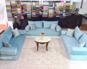 U shaped couch, Velvet couch sectional, Sky Blue U shape cushion, U shaped sectional, U shape sofa, Sofa cushion covers,living room sofa set